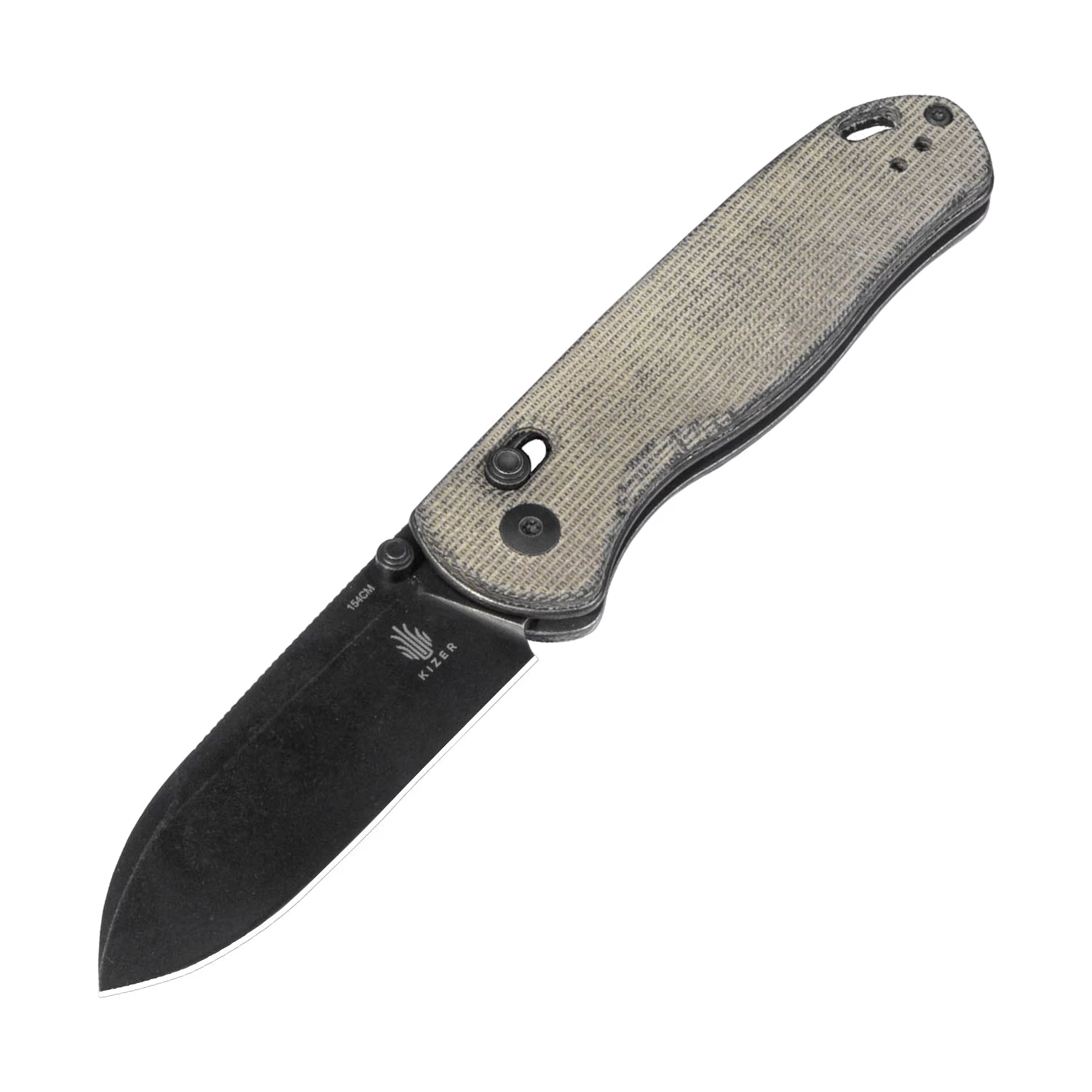 Kizer Drop Bear 154CM Blade Micarta Handle V3619C4 (2.99" Black Stonewashed)