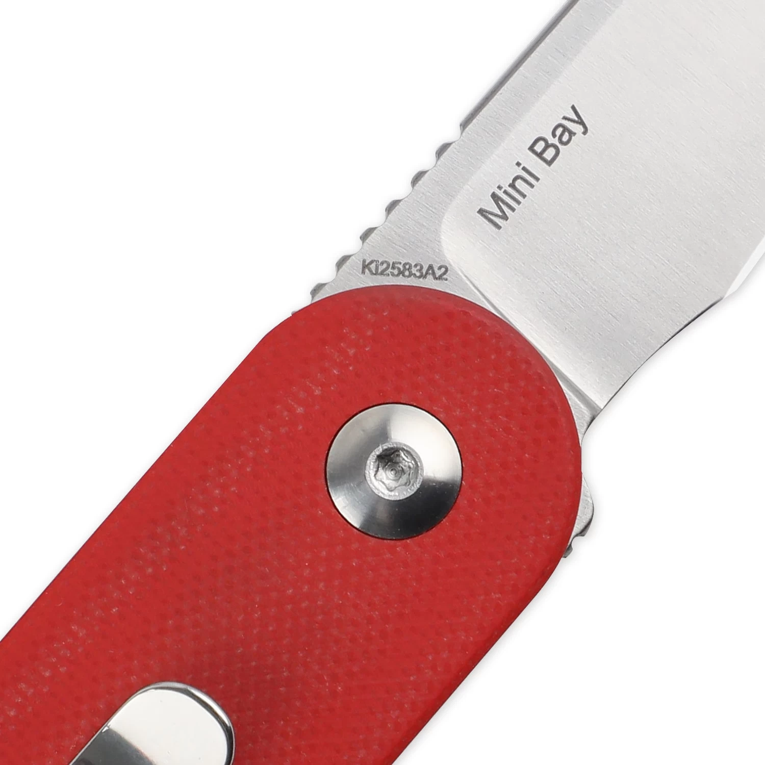 Kizer Vangard Azo/Liz Mini Bay Detent Slip Joint Knife Red G-10 Ki2583A2 (1.9" Satin) - Image 4