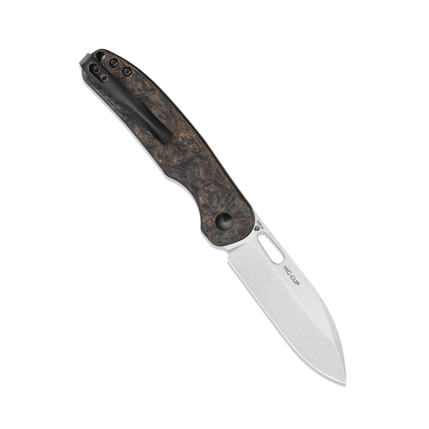 Kizer Azo HIC-CUP S35VN Blade Button Lock Knife Fatcarbon Handle Ki3606A1 (3.15” Stonewash) - Image 2