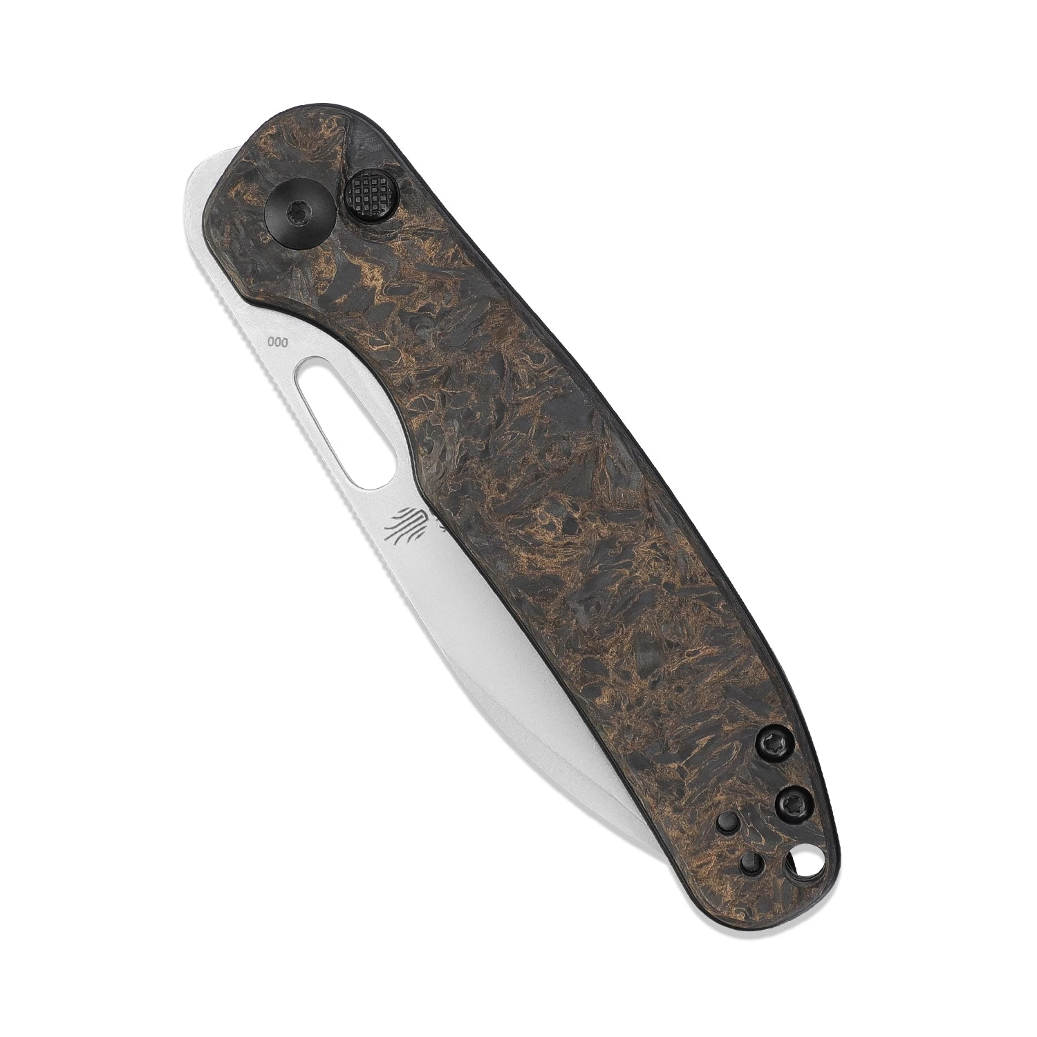 Kizer Azo HIC-CUP S35VN Blade Button Lock Knife Fatcarbon Handle Ki3606A1 (3.15” Stonewash) - Image 5