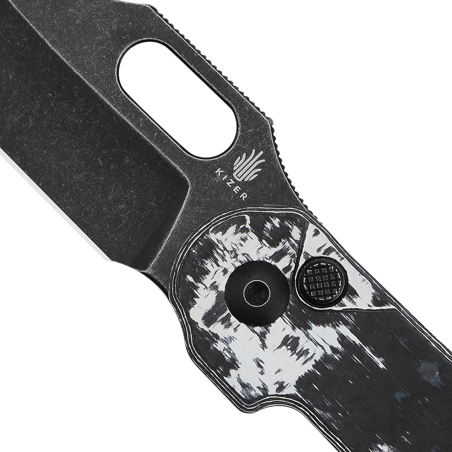 Kizer Cormorant S90V Blade Button Lock Knife Fatcarbon Handle Ki4562A7 (3.17”Black Stonewash) - Image 3