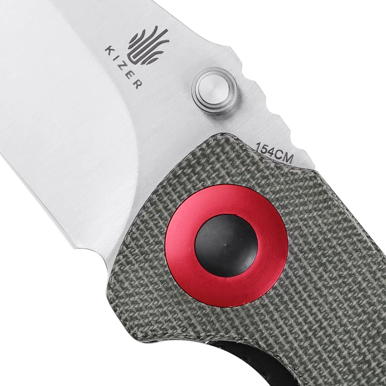 Kizer Critical Mini Liner Lock Knife Green Micarta V3508C1 (3" Satin) - Image 4