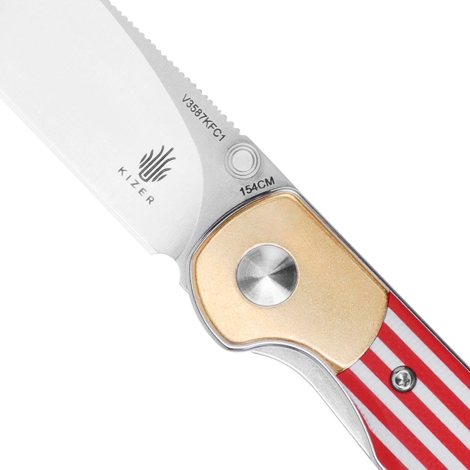 Kizer Friday Club | PPY | 3.3" 154CM Blade | Brass & G10 Handle | V3587KFC1 - Image 3