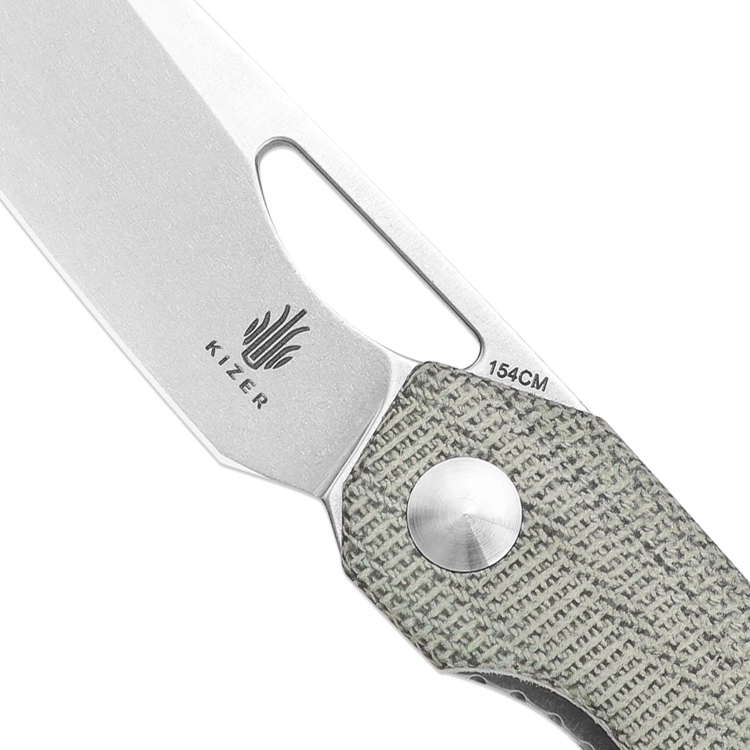 Kizer Genie 154CM Blade Green Micarta V4545C1 (3.40" Stonewash) - Image 3